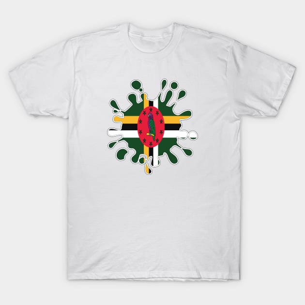 Dominica National Flag Paint Splash T-Shirt by IslandConcepts